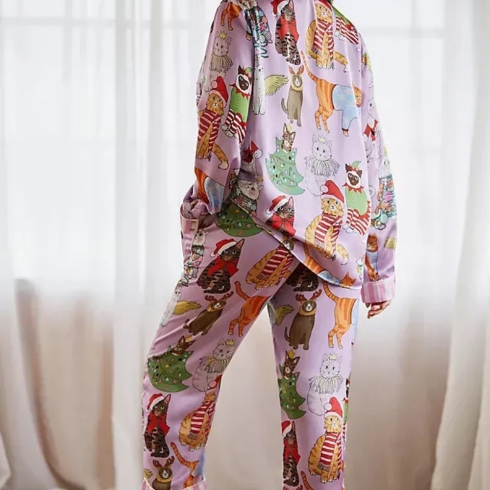 Anthropologie Karen Mabon Christmas cat pajamas xxl new with tags - Picture 8 of 13